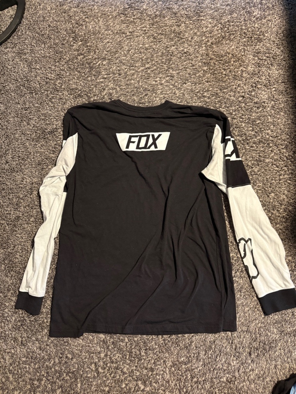 Fox Black Long Sleeve Shirt with White Sleeves and Chest Logo - Picture 4 of 4